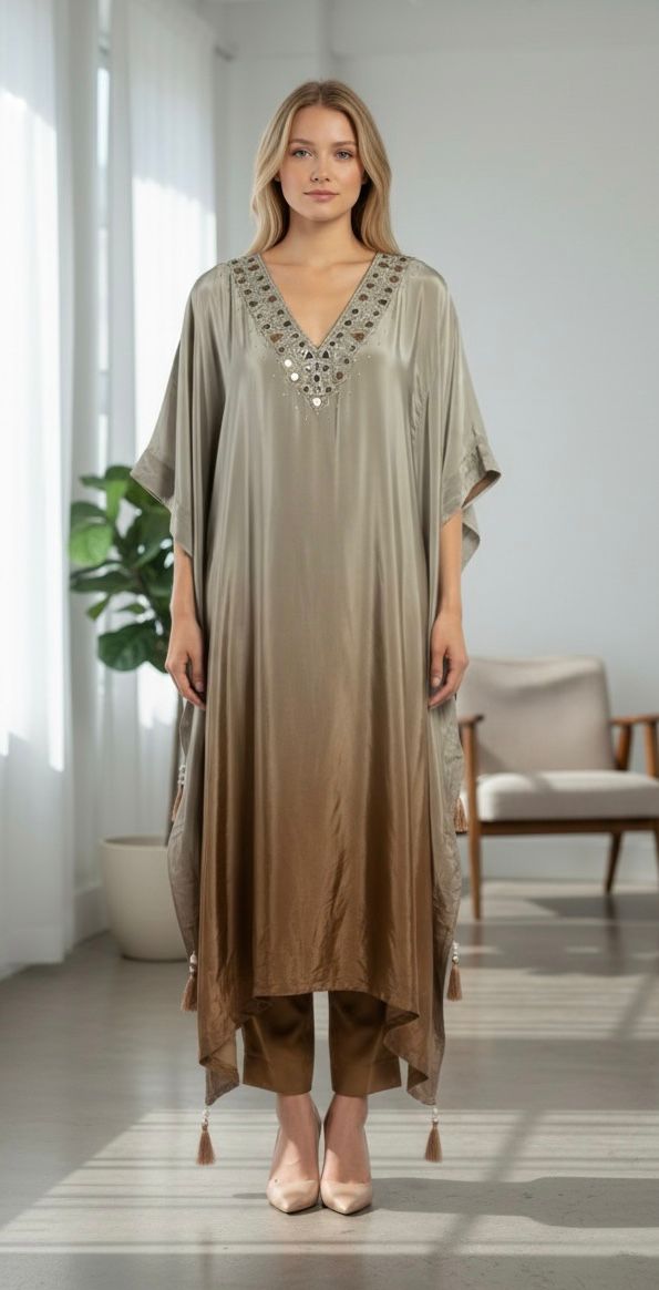 Grey ombre kaftaan set