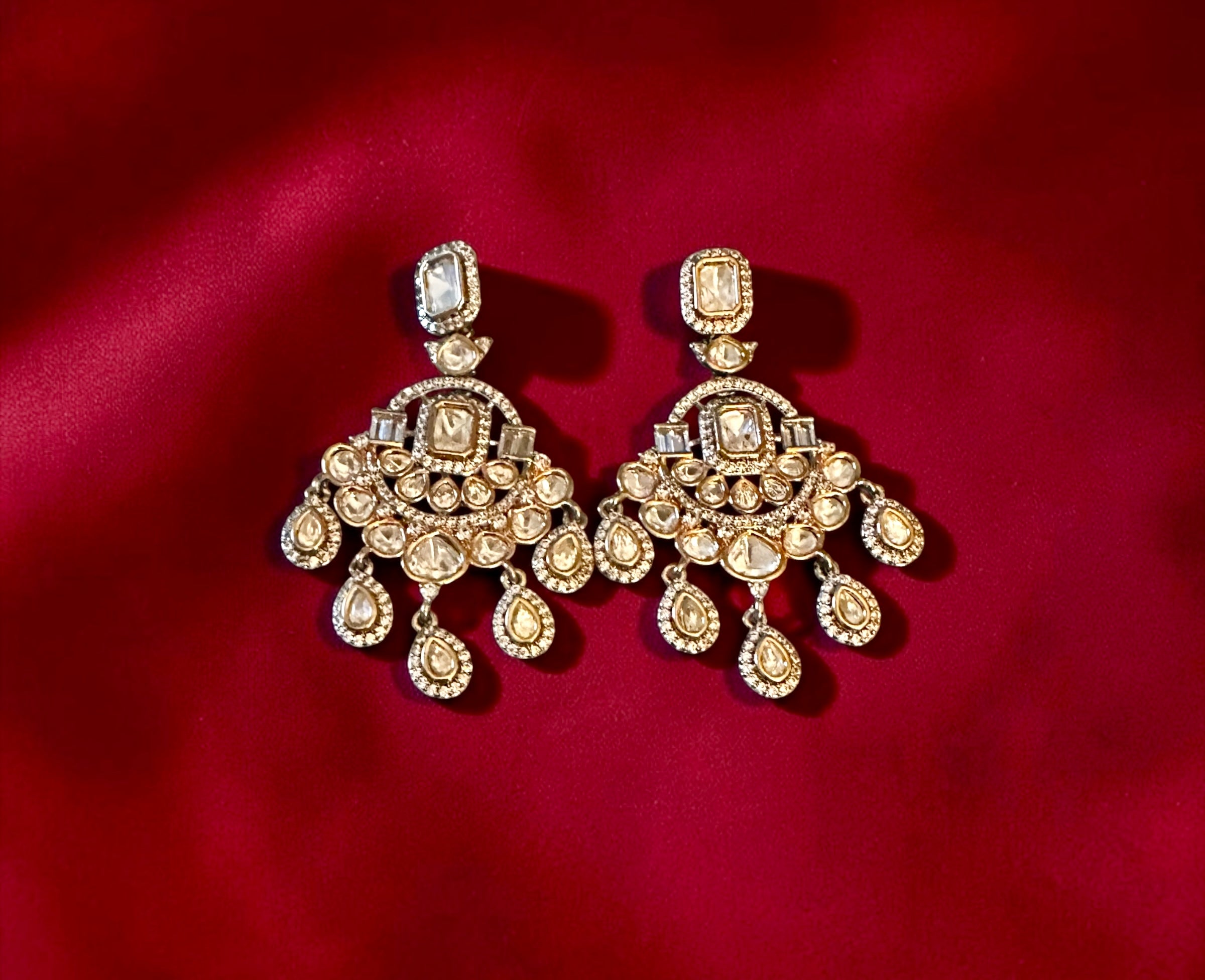Polki earrings white finish