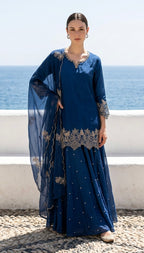 Navy blue Sharara suit