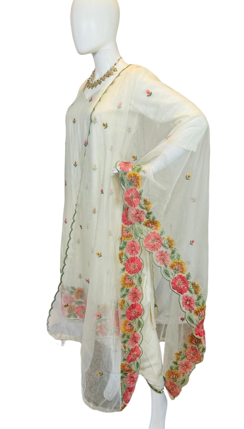 Ivory embroidered suit