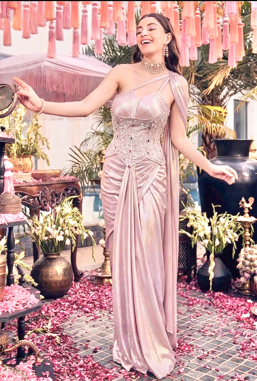 Lavender dhoti fusion set