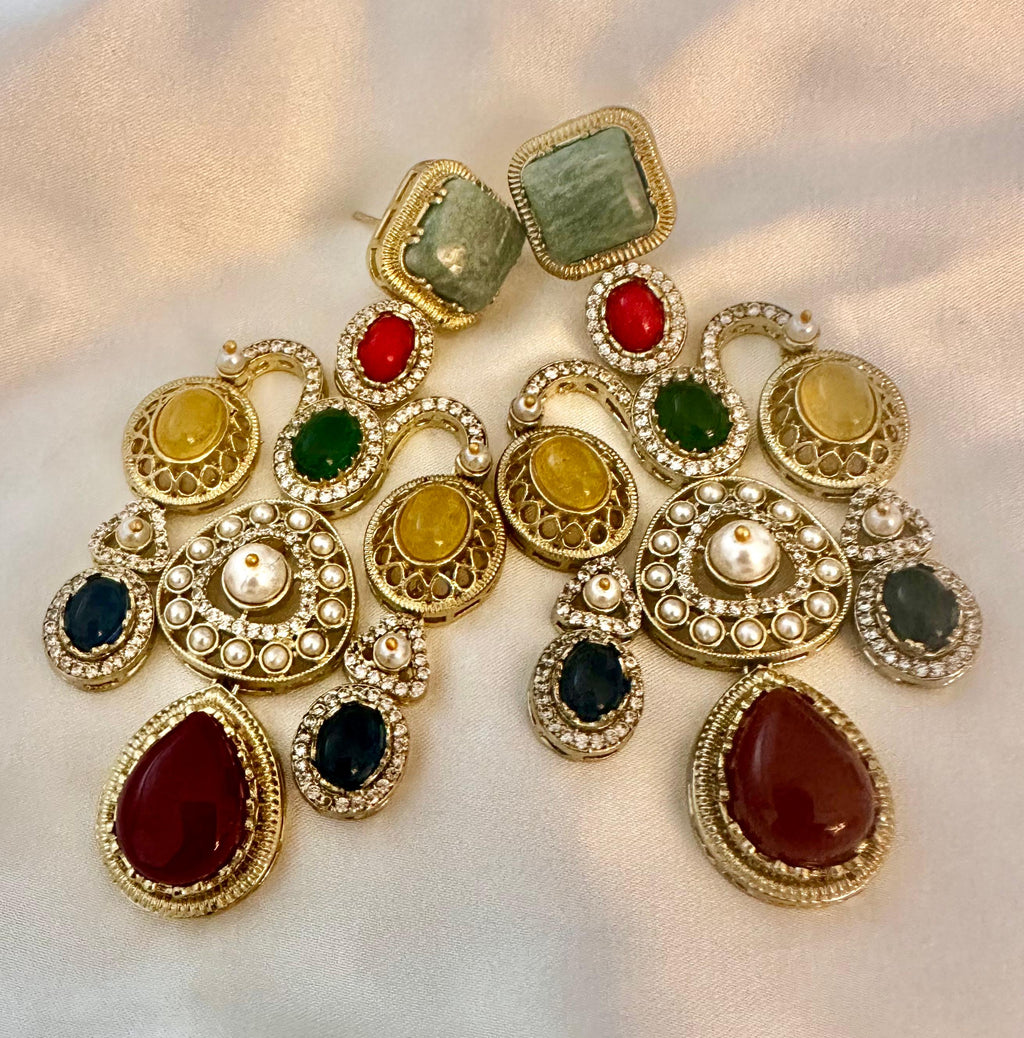 Multi-colored stone earrings