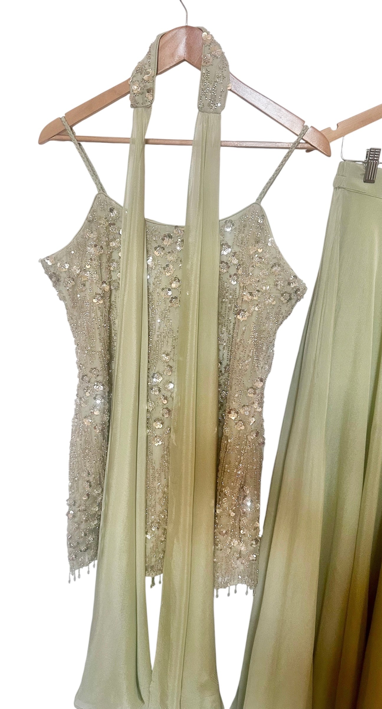 Sea-green sequins Sharara set