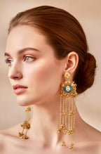 Blue stone ghungroo earrings