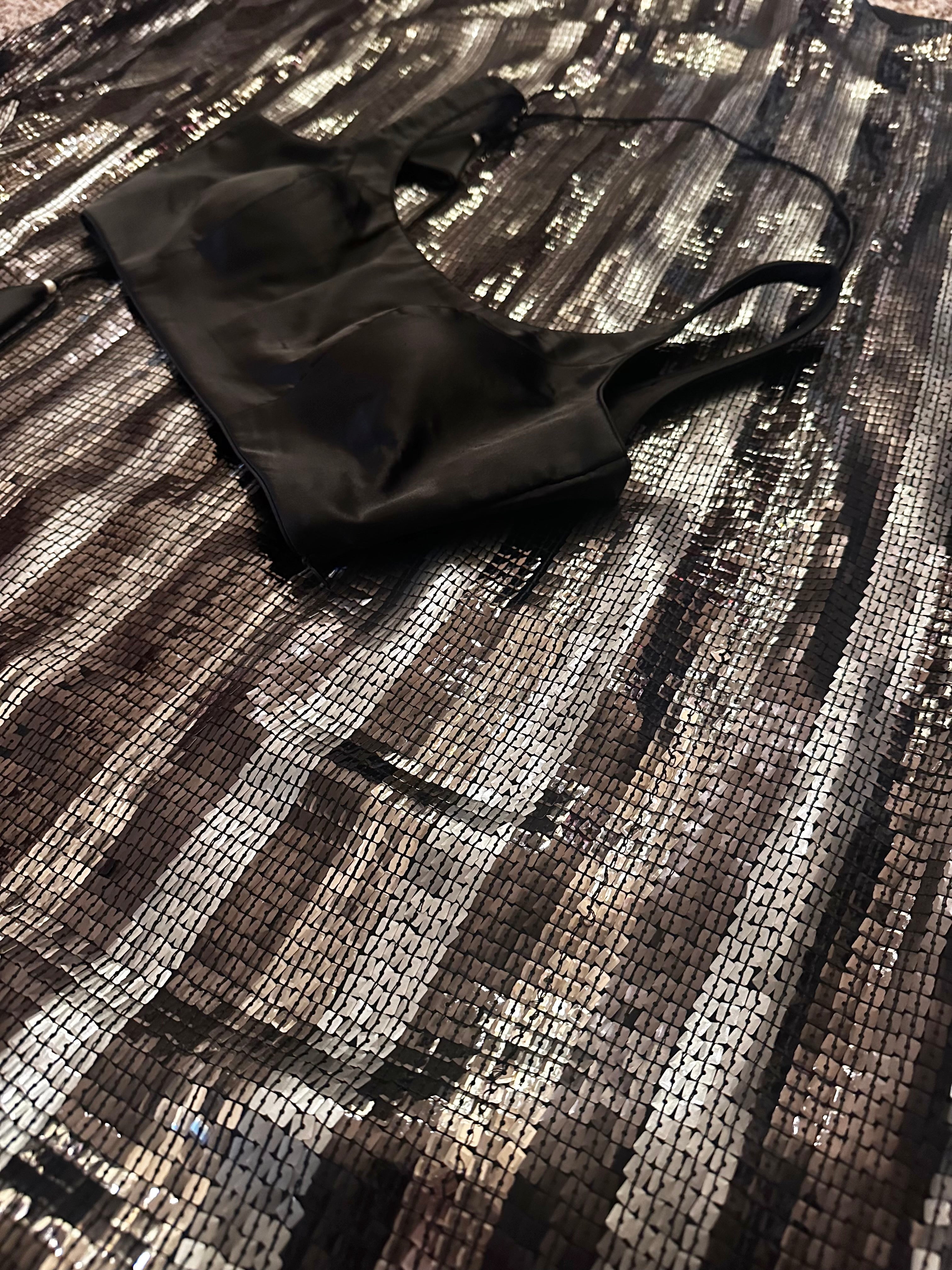 Black n silver sequins saree