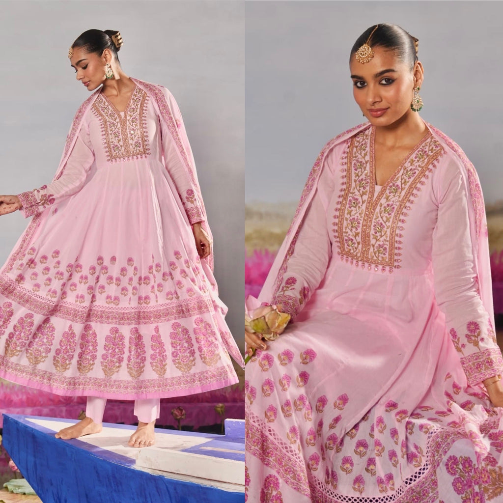 Pink anarkali suit