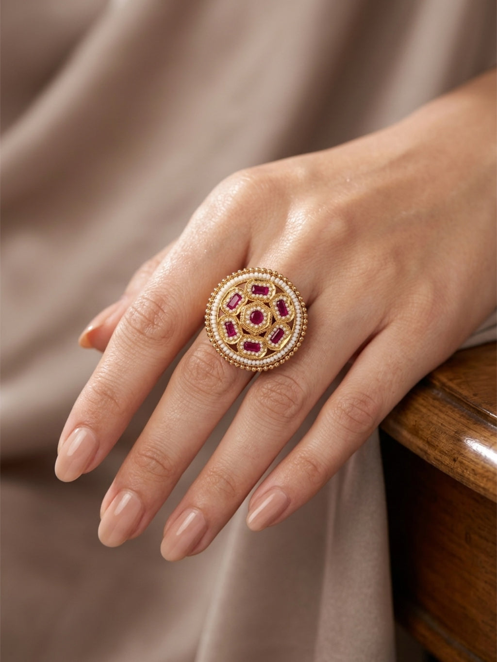 Ruby gold finish ring