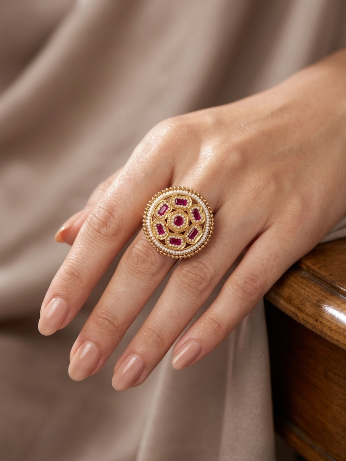 Ruby gold finish ring