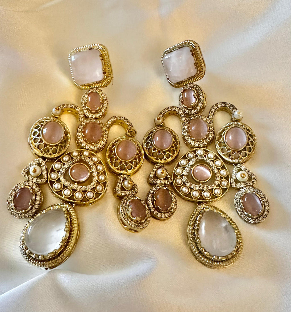 Pink stone earrings