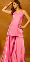 Pink satin co- ord set