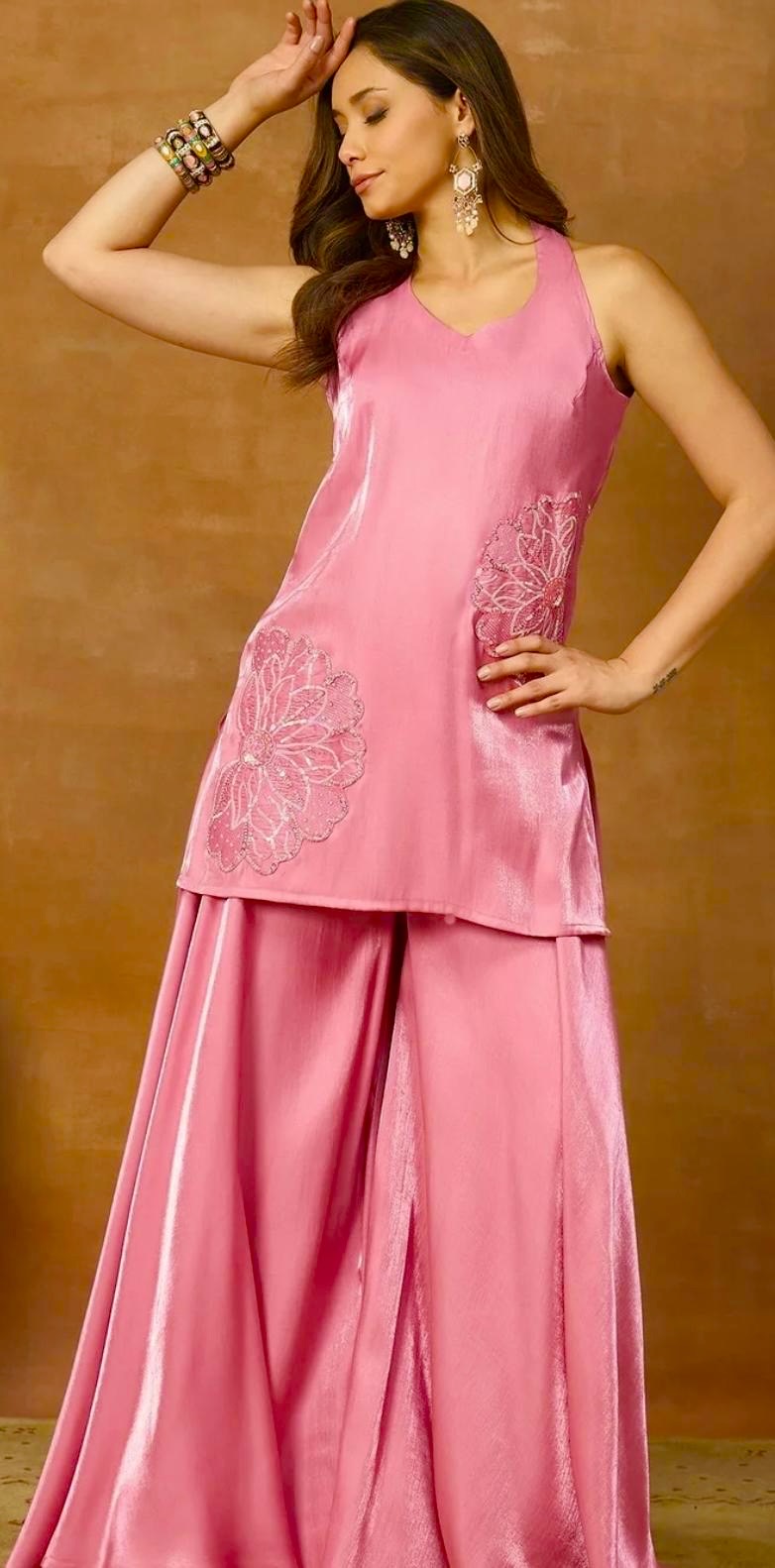 Pink satin co- ord set