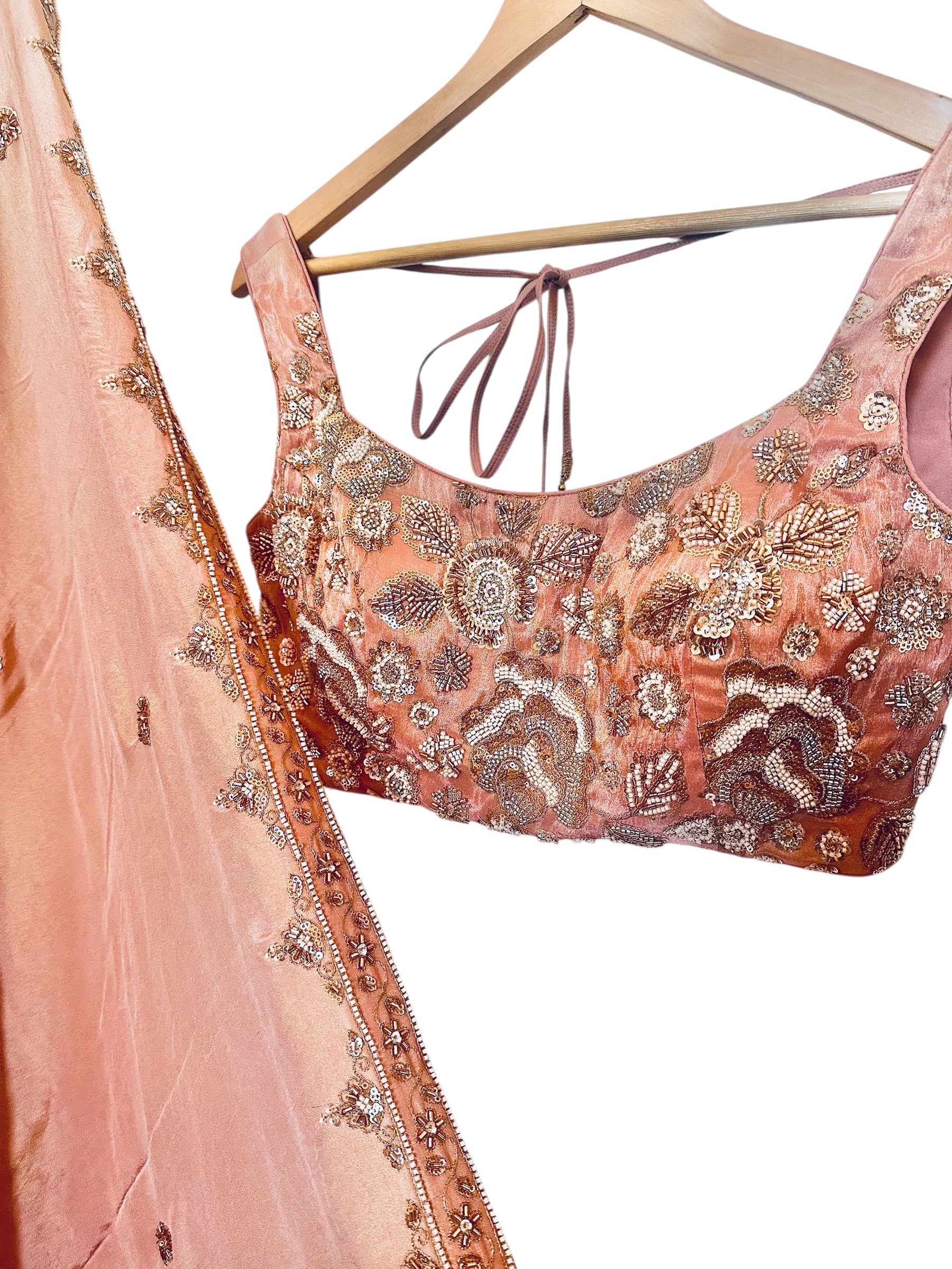 Peach embroidered lehenga set
