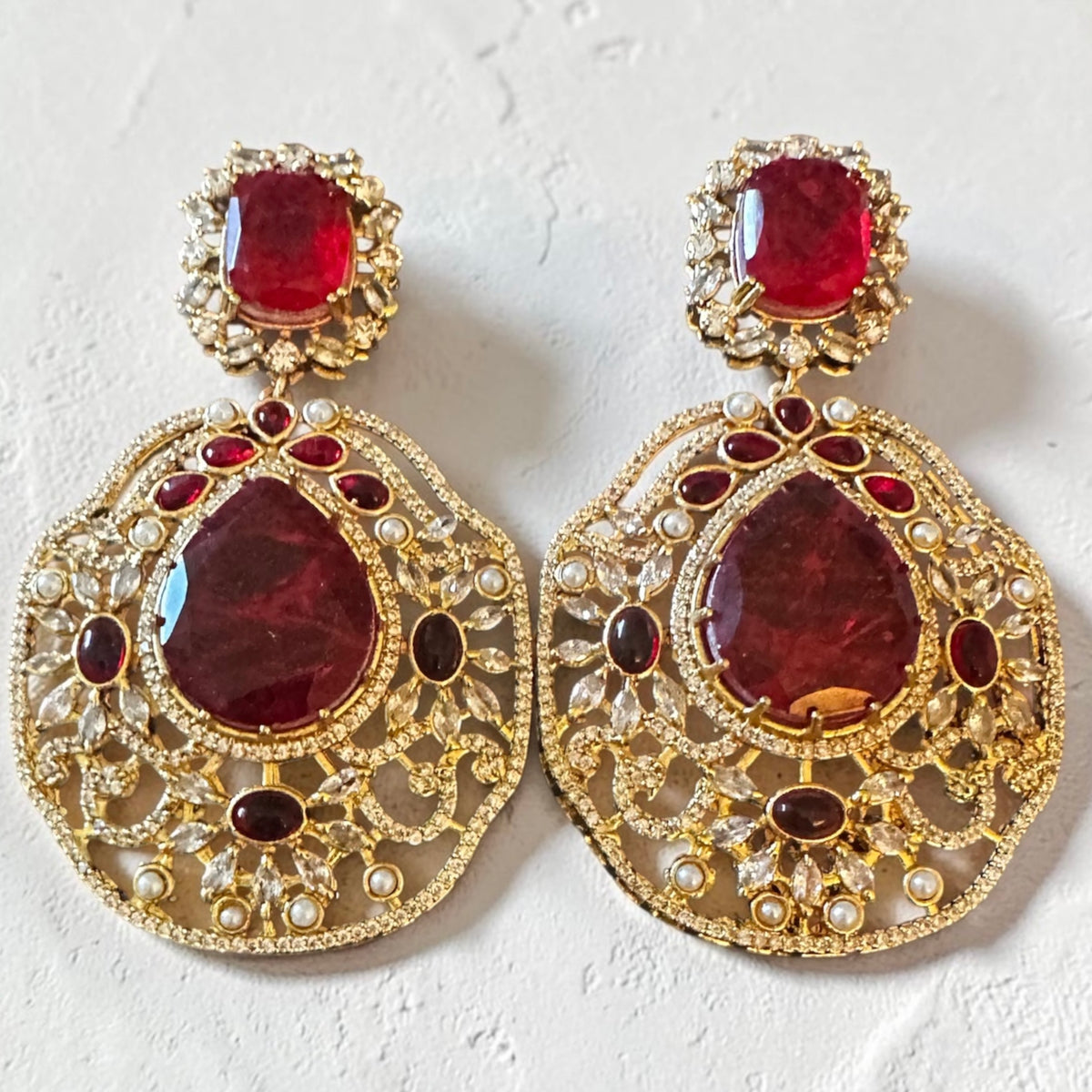 Ruby ad stone earrings