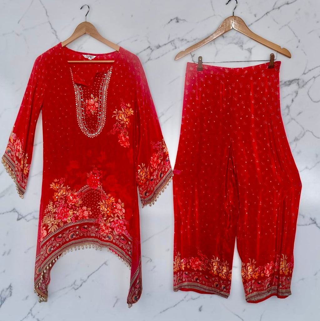 Red printed co-ord set