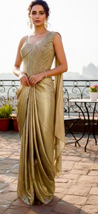 Gold stitched saree