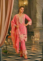 Peach mirror work suit