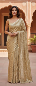 Gold sequins saree