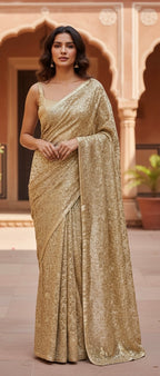 Gold sequins saree