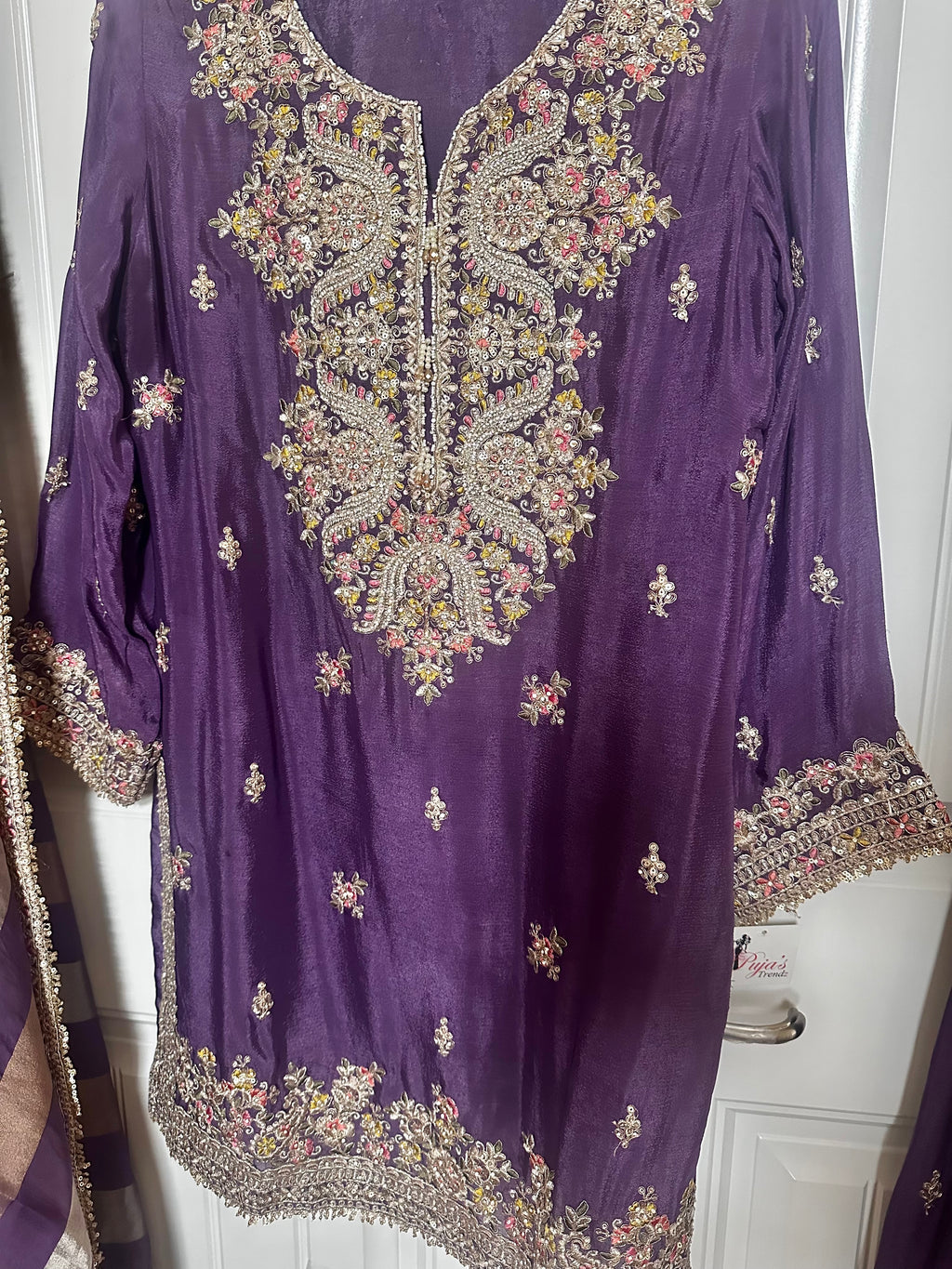 Purple embroidered sharara set