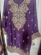 Purple embroidered sharara set