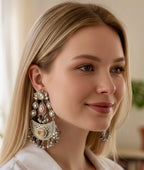 Pink stone oxidized earrings