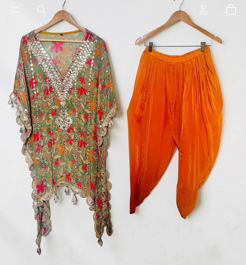 Green printed kaftaan set