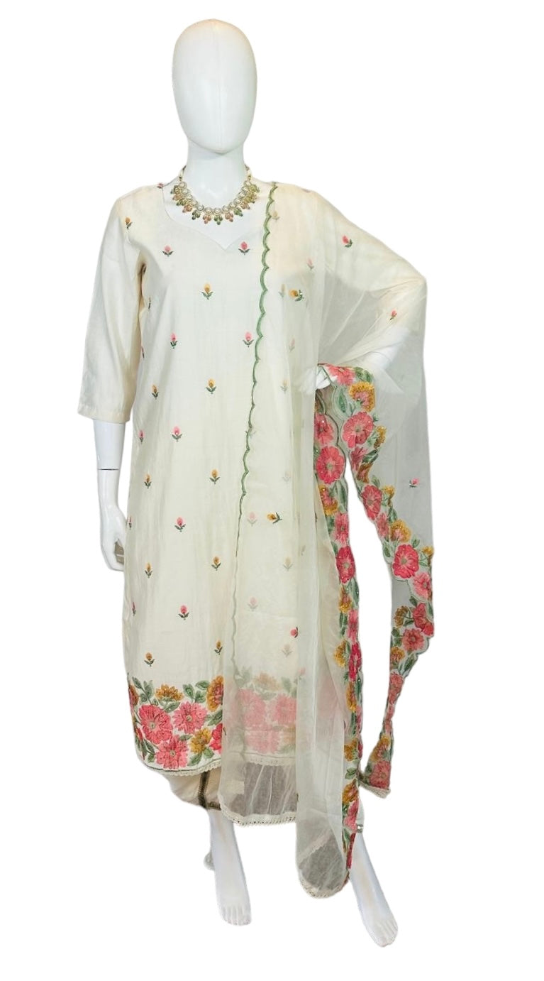 Ivory embroidered suit