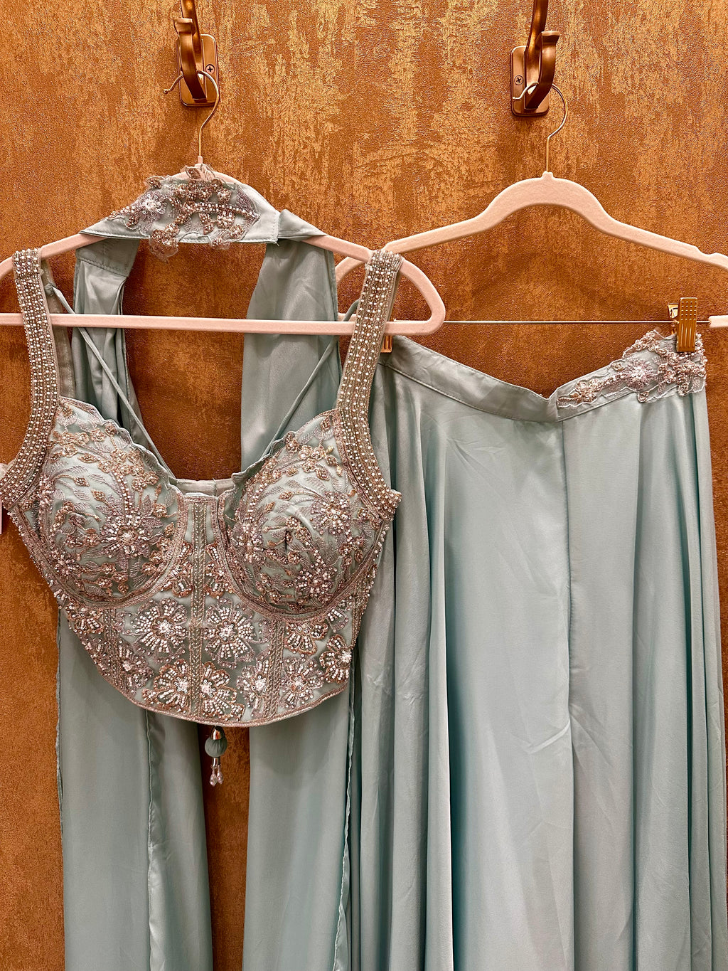 Blue Sharara fusion outfit