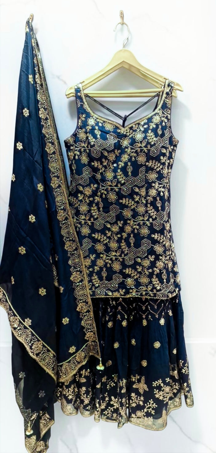 Black sequins Sharara set