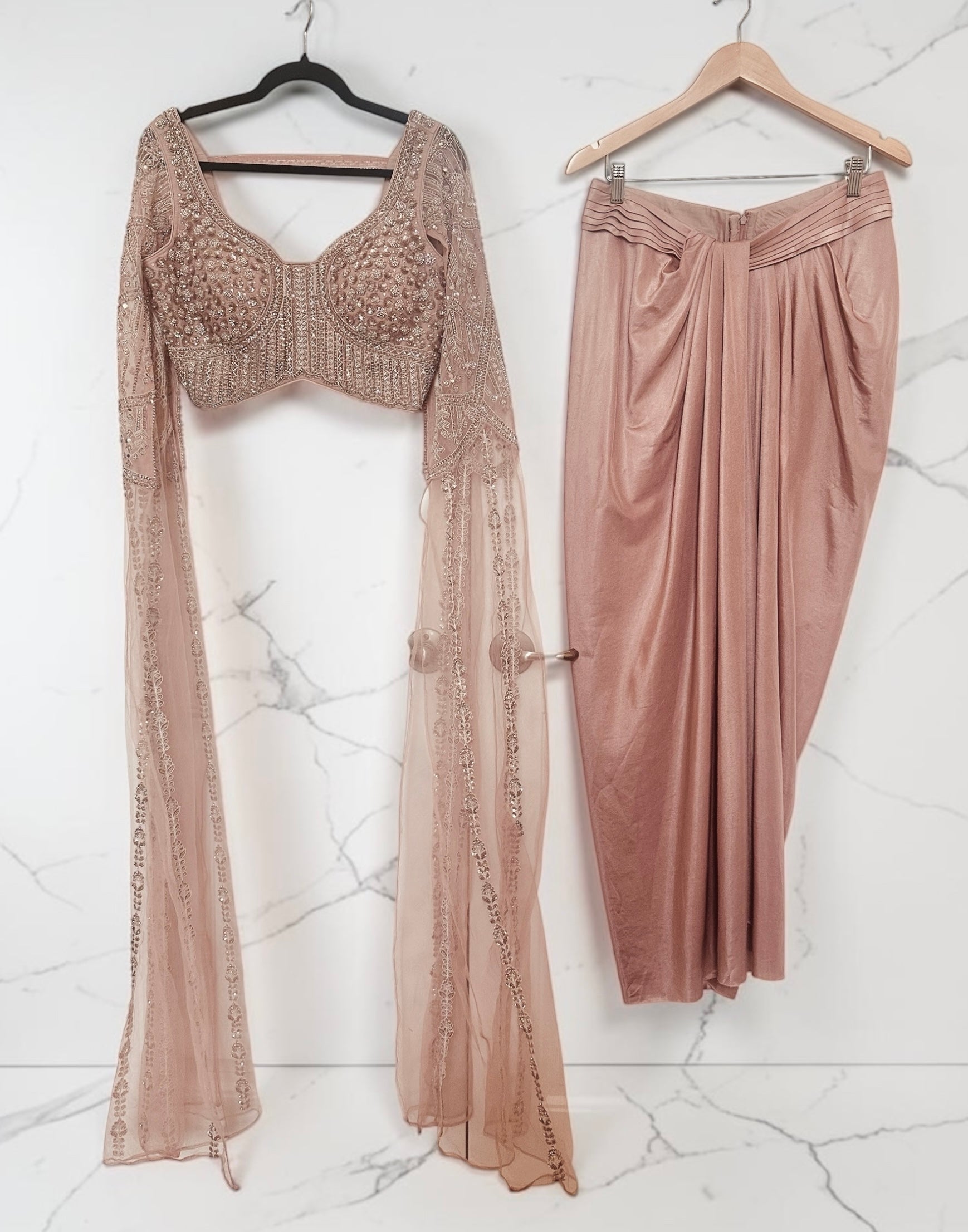 Blush pink dhoti skirt outfit
