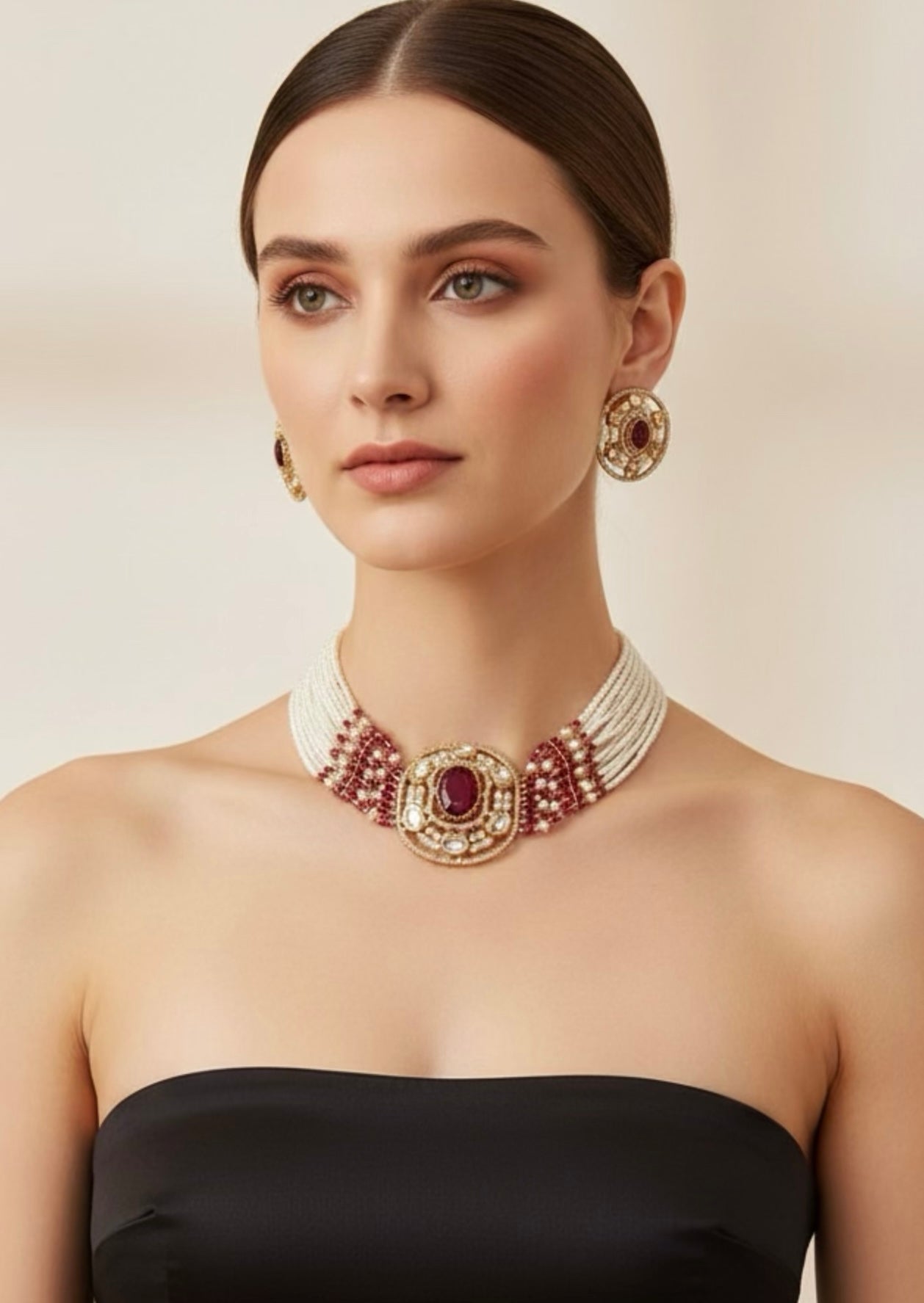 Ruby ad choker set
