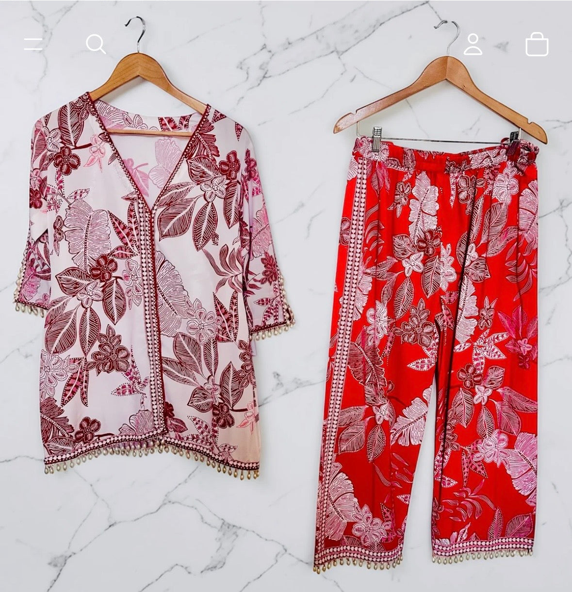 Red printed co-ord set