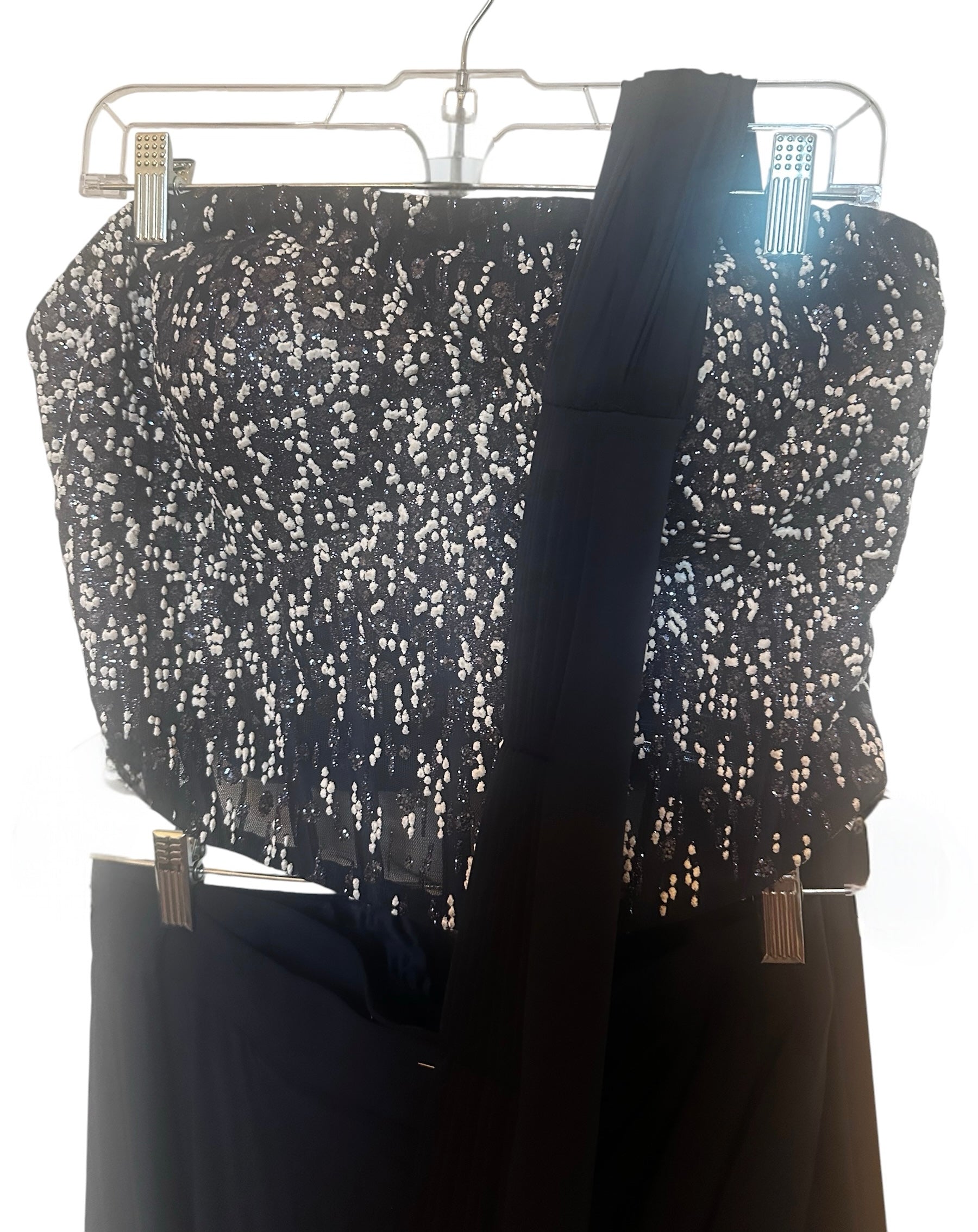 Navy blue lycra stitched saree