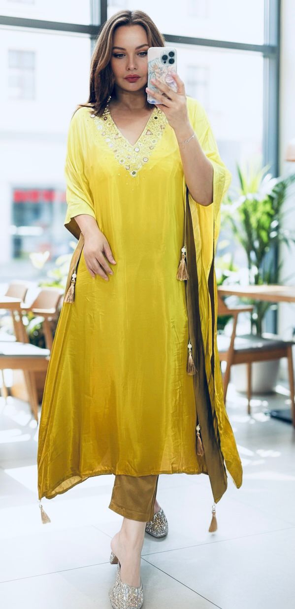 Yellow ombré kaftaan set
