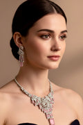 Peacock motif pink stone ad set