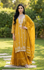 Mustard yellow 2-layered dress