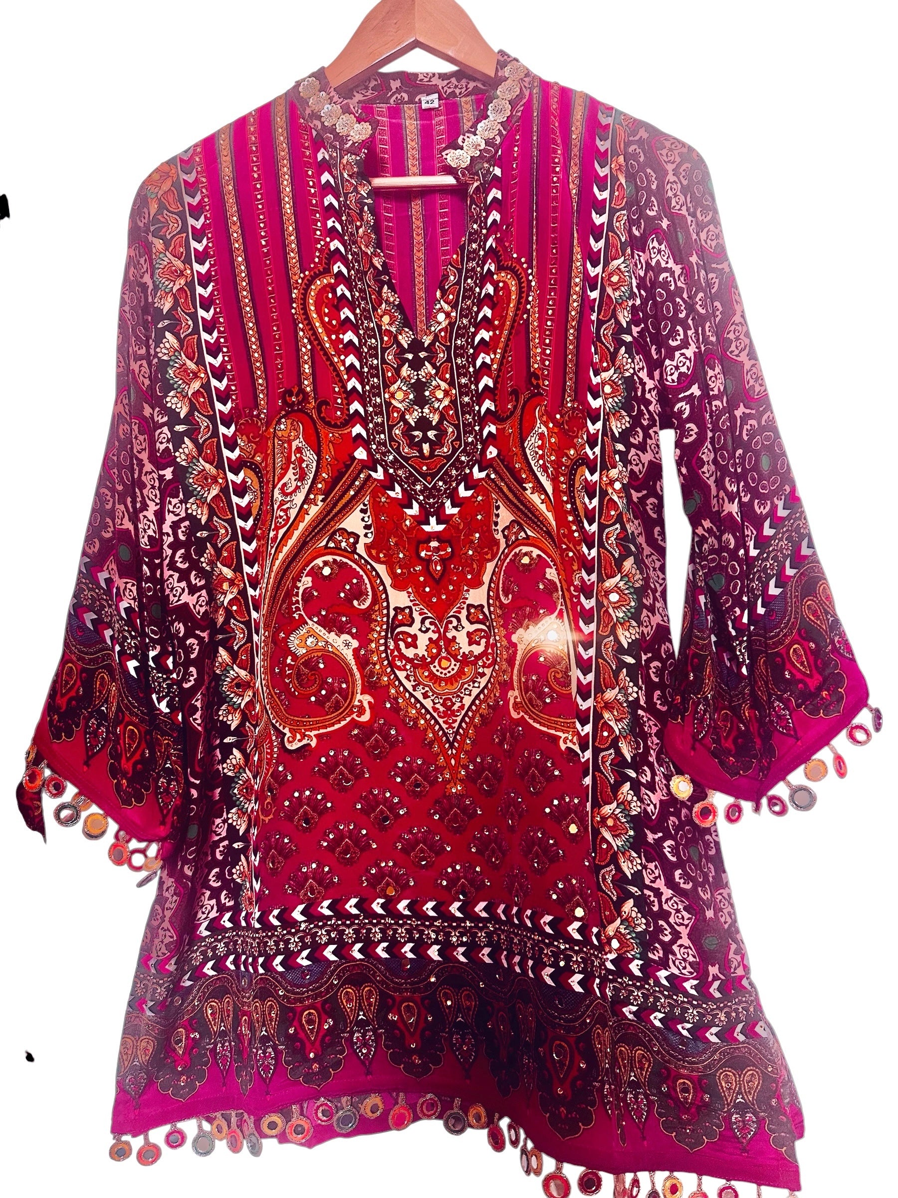 Hot pink printed suit/ co- ord set