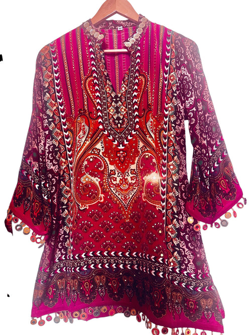 Hot pink printed suit/ co- ord set