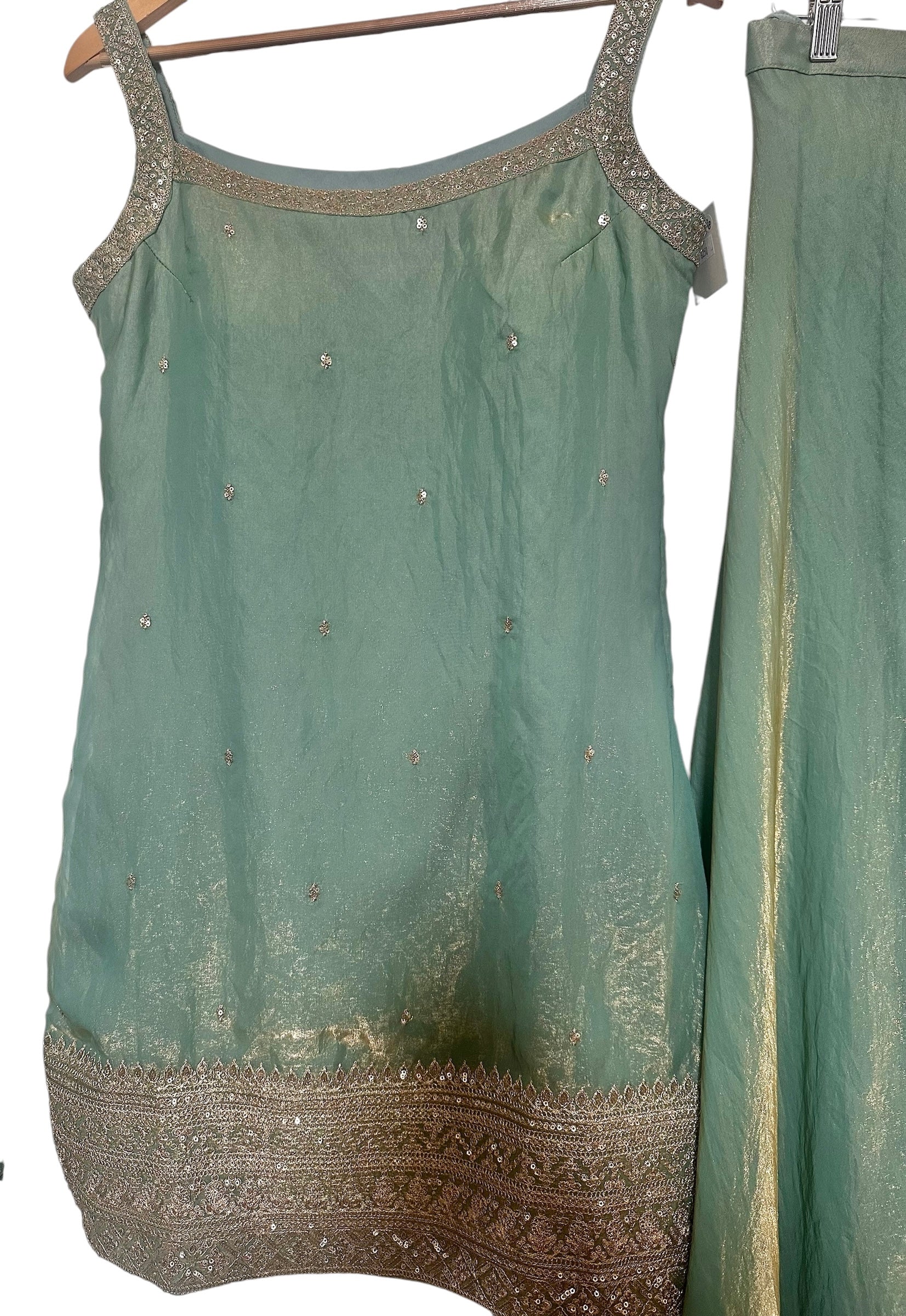 Sage green sharara suit