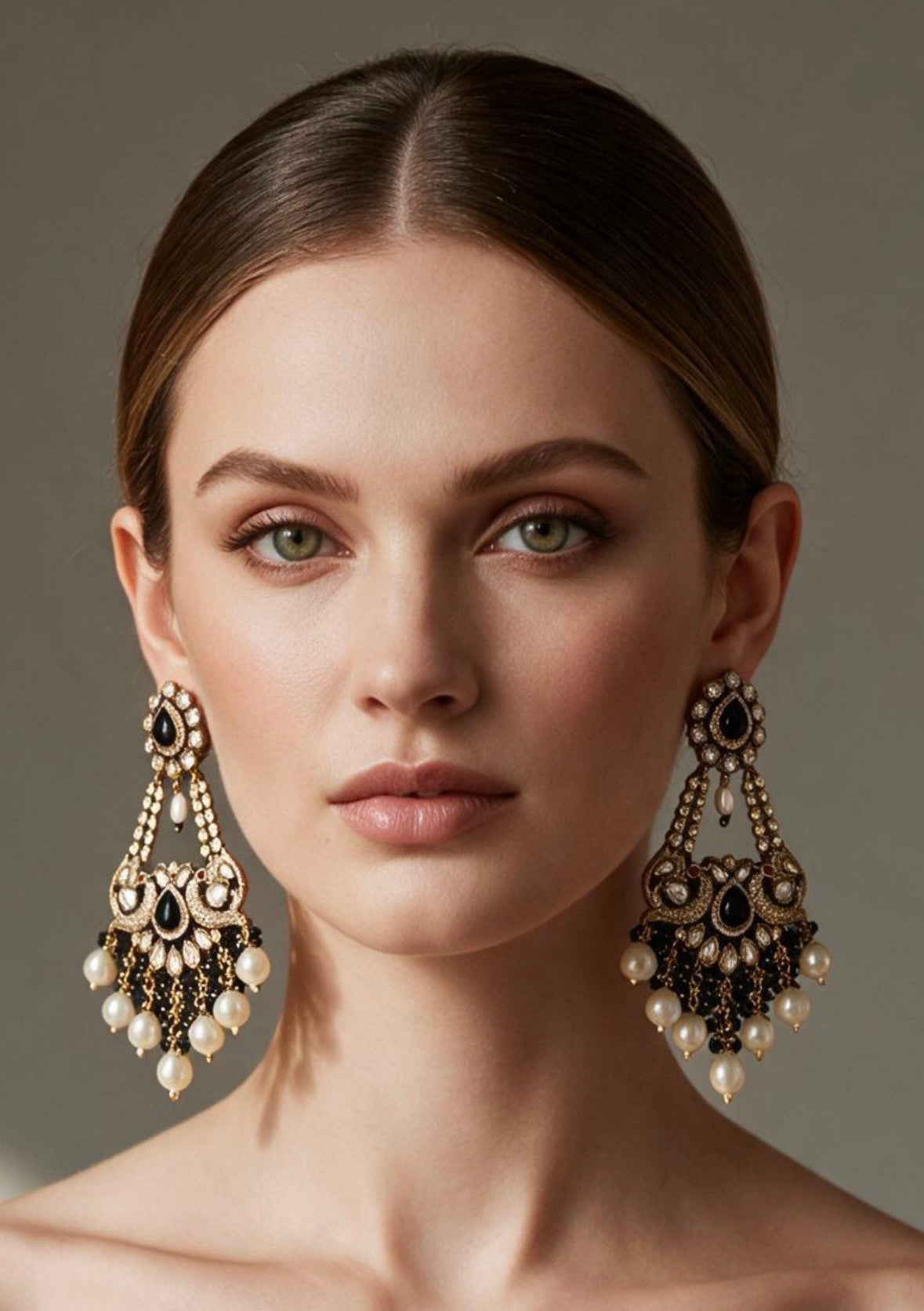 Black stone Victorian earrings