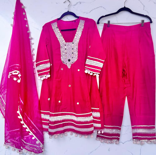 Hot pink cotton suit