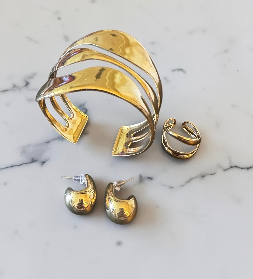 3-piece gold finish set