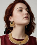 Ruby n green stone set in gold finish