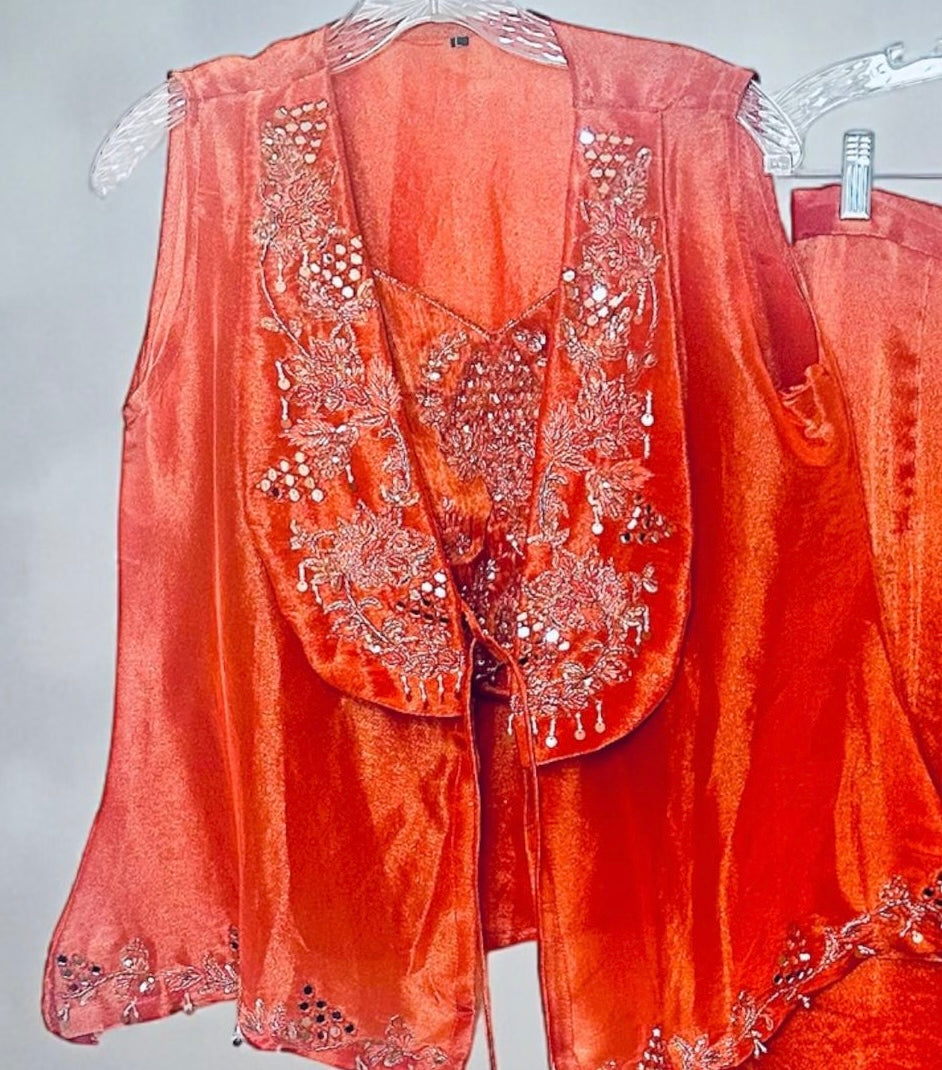 Orange palazzo fusion outfit