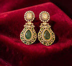 Emerald green Polki earrings