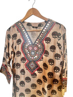 Beige printed palazzo suit