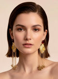 Ruby yellow stone ghungroo earrings