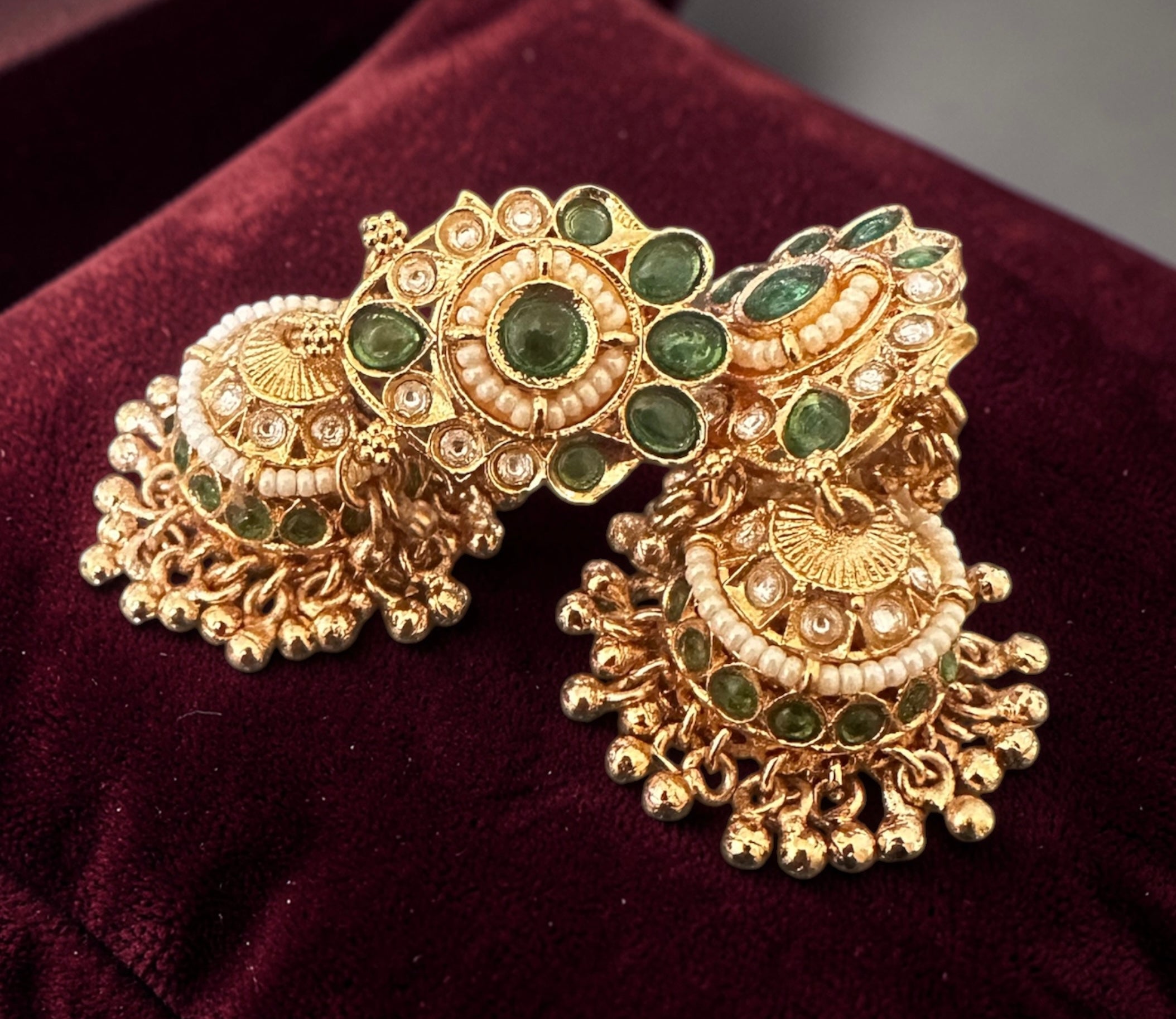 Emerald green jhumkaas