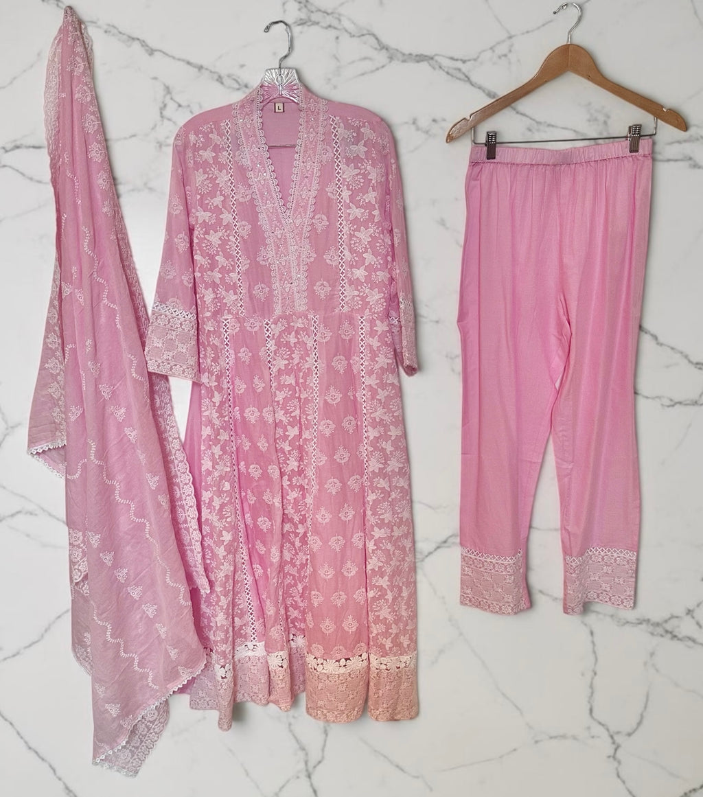 Pink chikankari suit