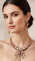 Purple beads Polki set